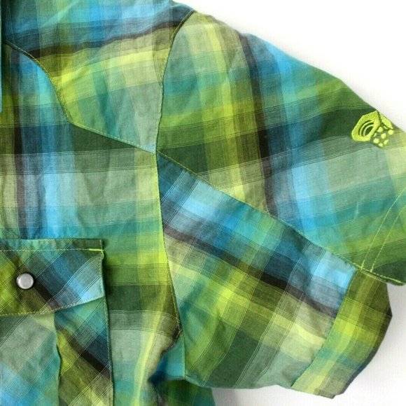 Mountain Hard Wear Mens Medium Short Sleeve Pearl Snap Button Up Summer Shirt - Picture 3 of 7